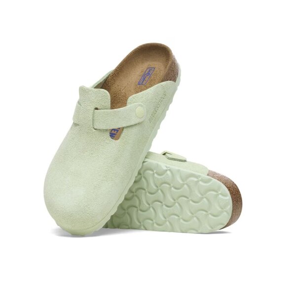Birkenstock Boston Unisex Soft Footbed Suede Clog Sandals - Faded Lime - Picture 5 of 5